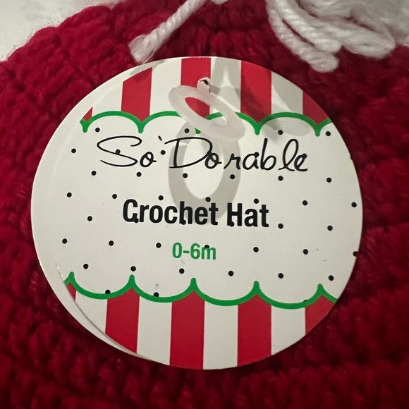 Handmade Red and White Crochet Baby Hat - Picture 4 of 5